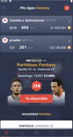 Pantalla de acceso al Partidazo Fantasy