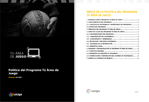 Índice del programa Tu Área de Juego